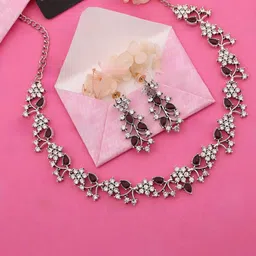 Lyriss Silver-Plated American Diamond Studded Jewellery Set-picture-48