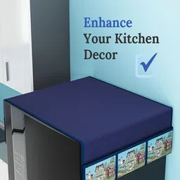 Kuber Industries Blue Printed 6 Utility Pockets Waterproof Refrigerator Cover image 2