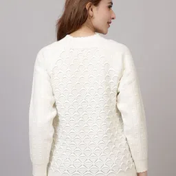 FEVERFEW Self Design Round Neck Long Sleeves Woollen Pullover image 4