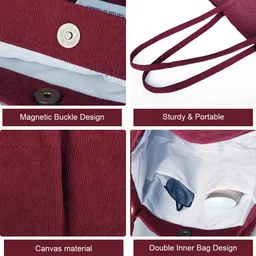 venzina Women Maroon Tote image 3