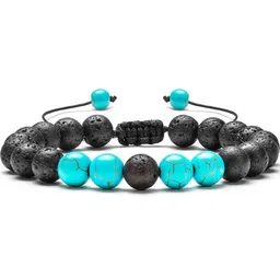 EDMIRIA Unisex Black & Blue Beads Drawstring Bracelet-image-42