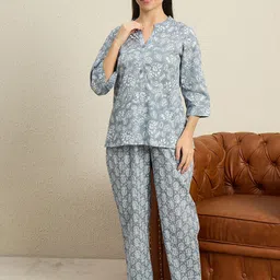 July Women Floral Printed Kurti & Pyjamas Night Suits-image-89