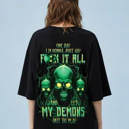 BENNY BROOKS Graphic Printed Drop-Shoulder Sleeves Cotton Oversized T-shirt image 3