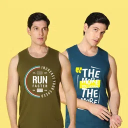 WOOSTRO Men Pack Of 2 Typography Printed Raw Edge Slim Fit T-shirt image 2