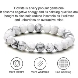 Bilqis Women Howlite Stone Elasticated Bracelet image 2