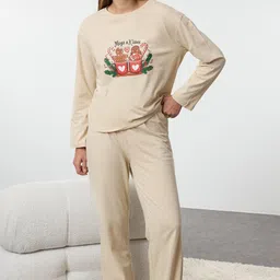 Trendyol Women Pure Cotton Printed Night suit-picture-15