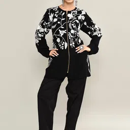 The Maple Floral Embroidered RoundTop With Trousers-picture-37