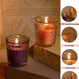 Myntra Elegant Homes Multicoloured & Purple 2 pieces Jar Candle image 2