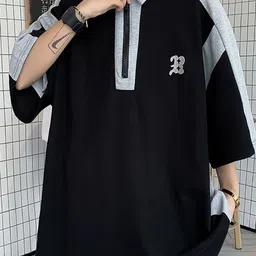 StyleCast x Revolte Men Colourblocked Polo Collar Oversized T-shirt-picture-13