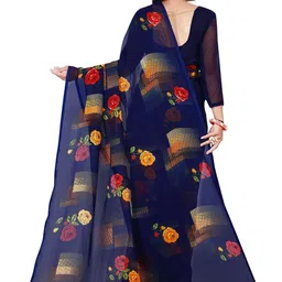 KALINI Floral Printed Lace Border Saree image 4