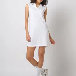 GAP Women Sleeveless Pure Cotton Pique Polo-Neck T-shirt Mini Dress-image-80