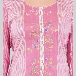 EELIKA Women Striped Cotton Kurta with Trousers & Dupatta image 4