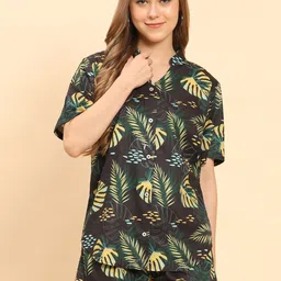 Enciger Tropical Printed Mandarin Collar Shirt With Shorts Co-Ords-picture-35