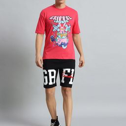GRIFFEL Printed Pure Cotton Round Neck T-Shirt With Shorts Co-Ords-picture-4