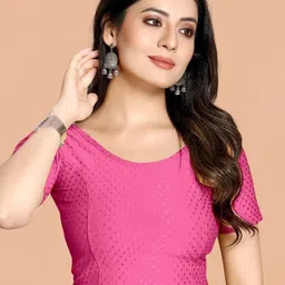 SHREEJI DESIGNER Self-Design Round Neck Stretchable Saree Blouse-picture-12