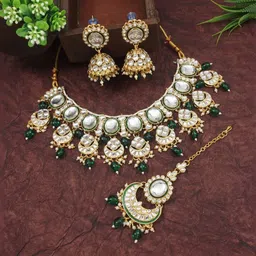 House of Pataudi Gold-Plated Kundan-Studded Jewellery Set-picture-28