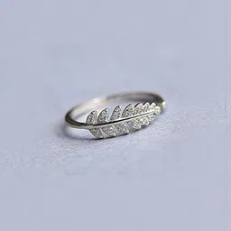 J.S ENTERPRISES Unisex Stainless Steel Artificial Stones Studded Leaf Design Finger Ring-image-46