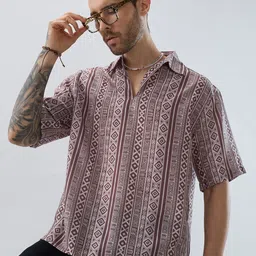 VASTRADO Men Classic Fit Geometric Printed Spread Collar Casual Shirt-image-40