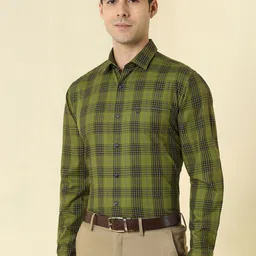 Allen Solly Tartan Checks Checked Spread Collar Slim Fit Formal Cotton Shirt image 3
