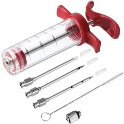 kvvtrades Meat Injector Syringe - 3 Marinade Injector Needles for BBQ Grill Kitchen Tool Set image 1