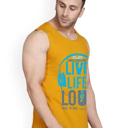 SLOWLORIS Pack Of 2 Printed Gym Vests SL26 COMBO (LOUD MUSTARD) (NVR OLIVE) image 3