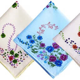 Gopika Leaf Print Multicolor Cotton XL Size ["Multicolor"] Handkerchief-picture-24