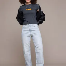 SZN Women Graphic Printed Applique T-shirt image 5