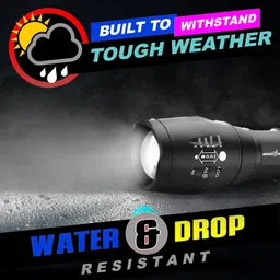 amicivision Flashlight LED Tactical Best T6 G700 Water Resistance 5 Modes Adjustable Focus Torch image 3