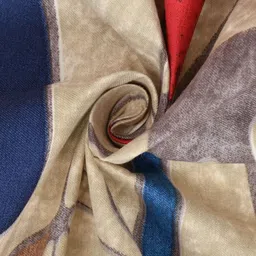 FURNOFY Beige & Red Printed Fitted Superfine Bedsheet With 2 Pillow Covers image 4