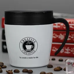 TASKHOUSE White & Black Printed Stainless Steel Glossy Cup 330ml image 3