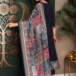 Banwaree Women Embroidered Pure Silk Kurta with Trousers & Dupatta image 2