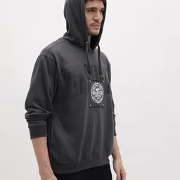 The Roadster Life Co. Brand Logo Patchwork Printed Hooded Sweatshirt image 2