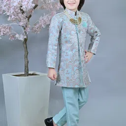 ahhaaaa Boys Floral Design Print Sherwani image 3