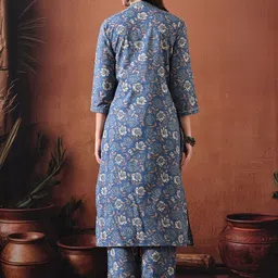 Anouk Mirage Women Floral Printed Regular Pure Cotton Kurta with Trousers image 5