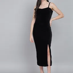 vaararo Women Bodycon Black Below Knee Dress image 1