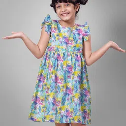 Tura Turi Girls Print Flutter Sleeve A-Line Dress-picture-12