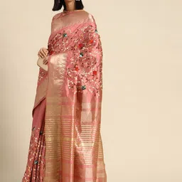 DIVASTRI Woven Design Embroidered Silk Cotton Designer Banarasi Saree-picture-36