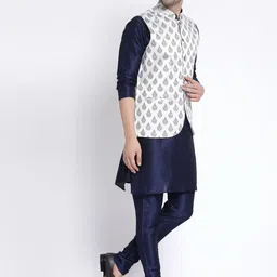 TS LIFESTYLE Men Floral Regular Dupion Silk Kurta with Churidar image 4