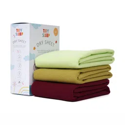 TIDY SLEEP Green & Maroon 3 Pieces Waterproof & Reusable Bed Protector Baby Drysheet-picture-11