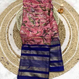 RegalDrapes Floral Printed Saree With Blouse Piece-image-2