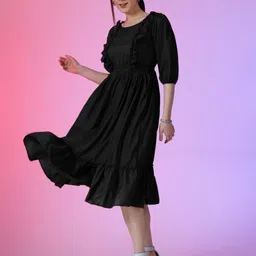 Krunal Raiyani Women Round Neck Fit & Flare Dress-image-26