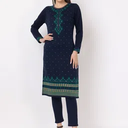 KEIKO Ethnic Motifs Embroidered Sequinned Straight Jacquard Kurta-image-35