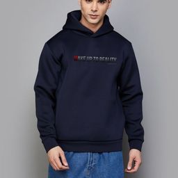 Moda Rapido Men Navy Blue Printed Hooded & Ribbed Fleece Sweatshirt-picture-39