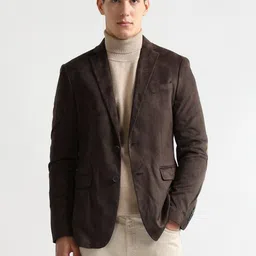 Arrow Notched Collar Long Sleeves Single Breasted Tailored Fit Blazer-picture-34