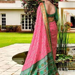 AKSH FASHION Pink Silk Blend Sarees image 2