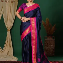 Sangria Ethnic Motifs Woven Design Zari Paithani Saree-image-27