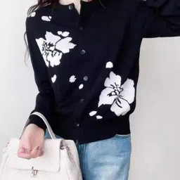 StyleCast Women Floral Self Design Long Sleeve Slim Fit Cardigan-image-3
