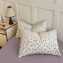JC HOME Purple & White Self Design Polycotton 3 Piece Double Extra Large Regular Bedding Set image 5