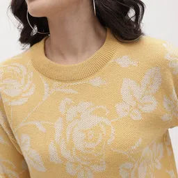 The Roadster Life Co. Floral Self Design Round Neck Pullover image 4