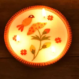 JAYPORE 2 Pieces Brown & White Terracotta Candles image 4